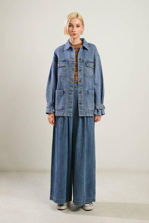 BREATHTAKING CHARM DENIM MIDI JACKET.