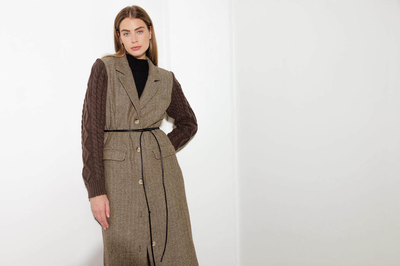 SPLASH OF JOY TWEED SWEATER COMBINATION COAT