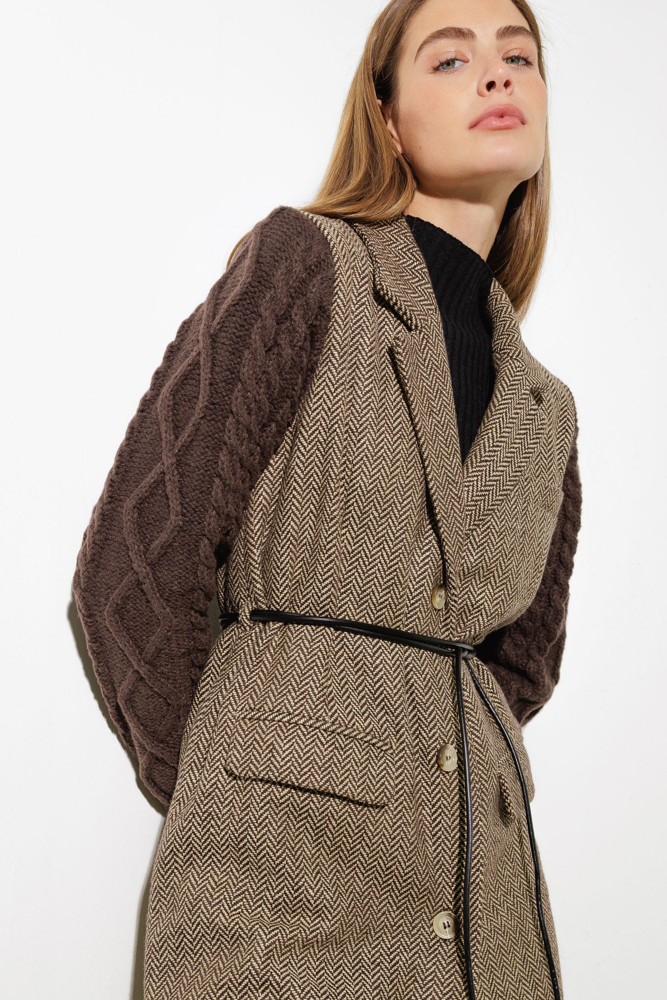 SPLASH OF JOY TWEED SWEATER COMBINATION COAT