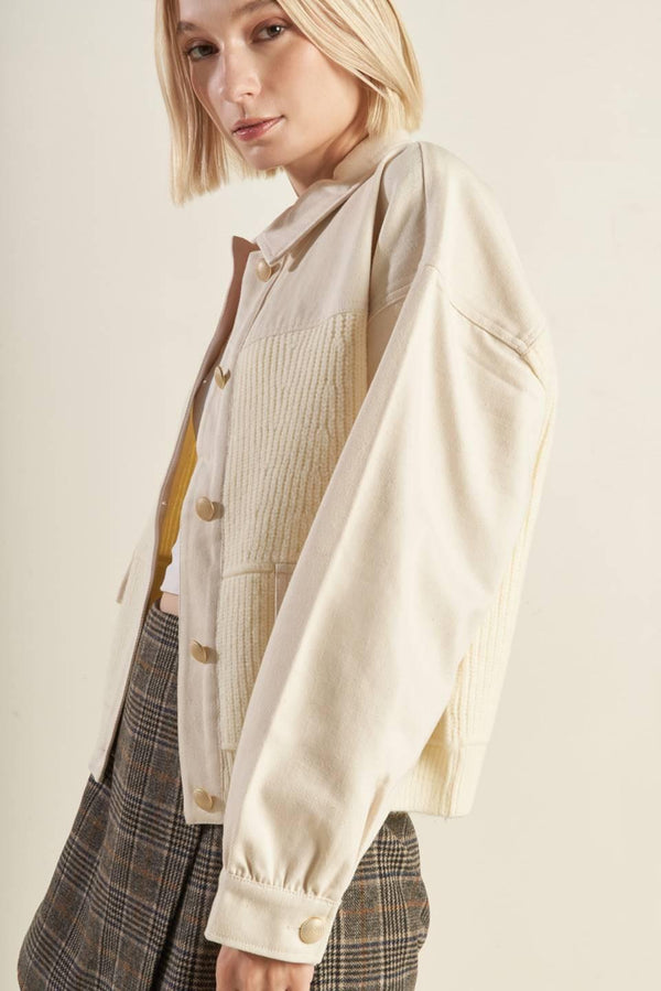 GO-GETTER GIRL SWEATER TWILL JACKET.