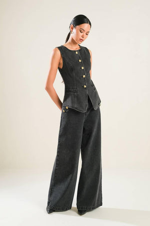 MYSTIC SANDS DENIM VEST.