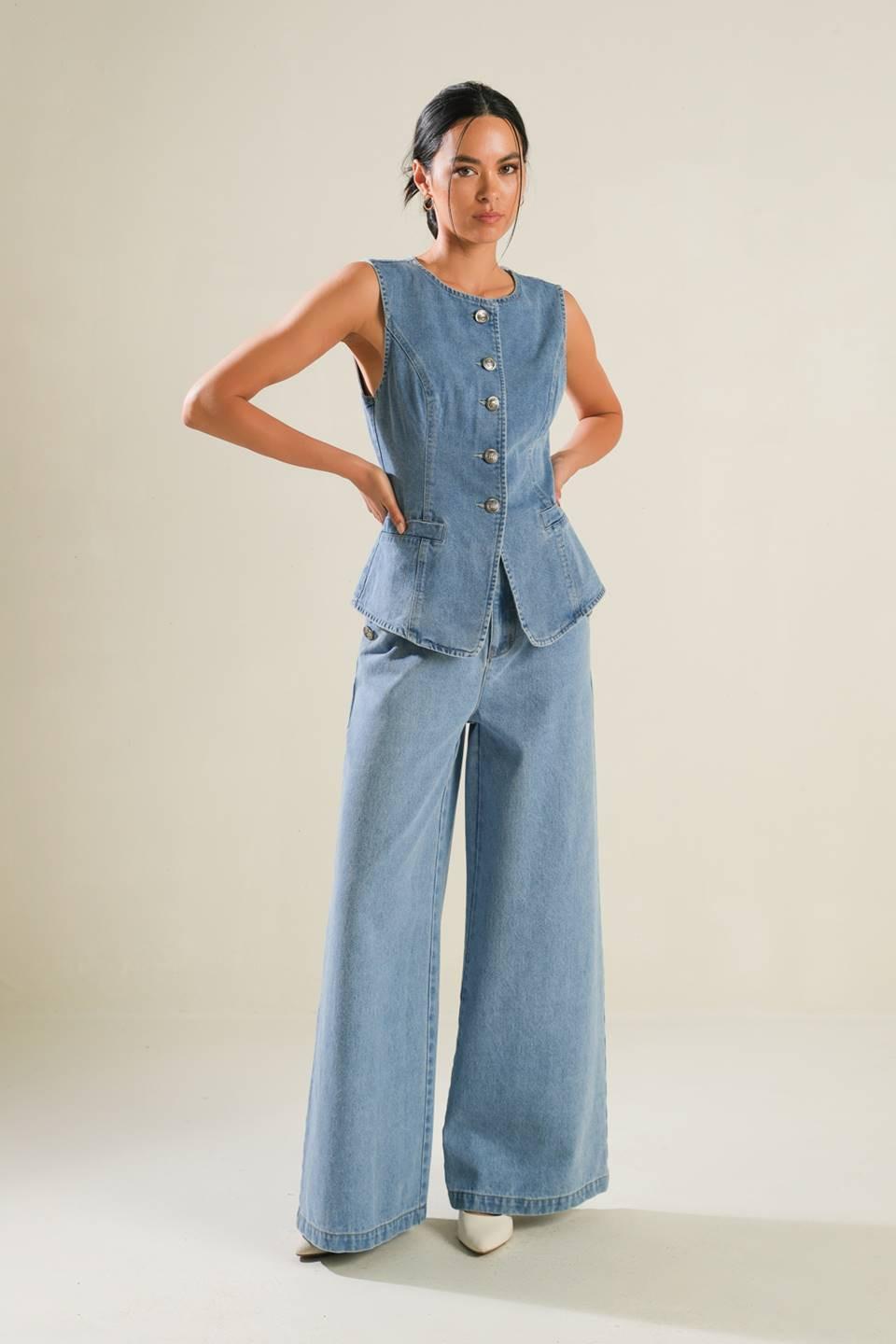 ADVENTURE AWAITS DENIM VEST.