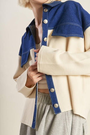 SWEET HARMONY DENIM COMBINATION JACKET.