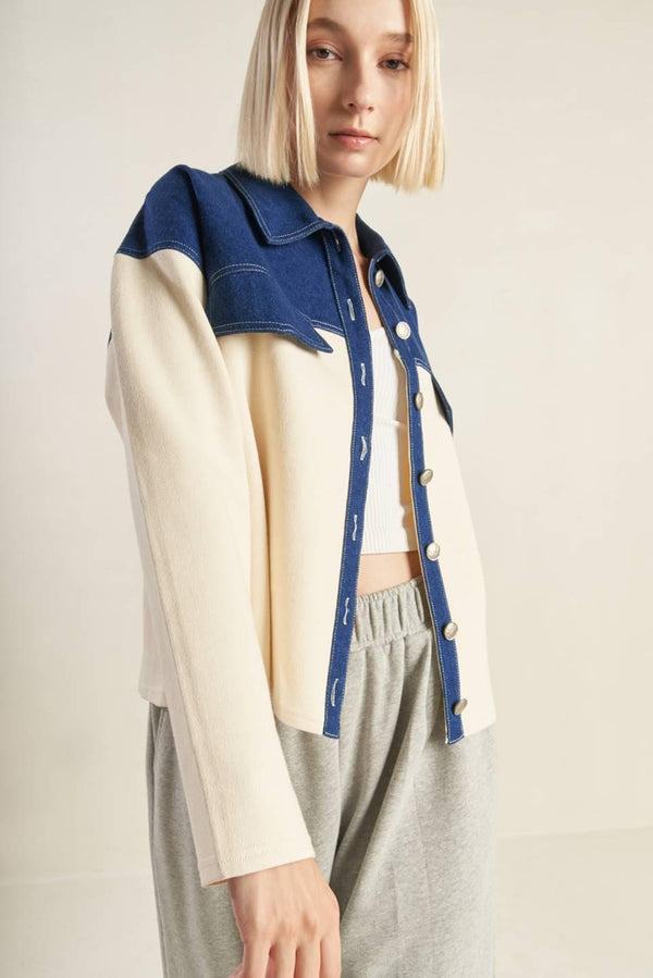 SWEET HARMONY DENIM COMBINATION JACKET.