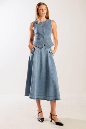 AT FIRST GLANCE DENIM VEST.