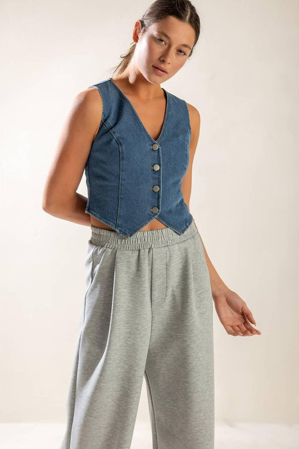 ISLAND DAYDREAMS DENIM VEST.