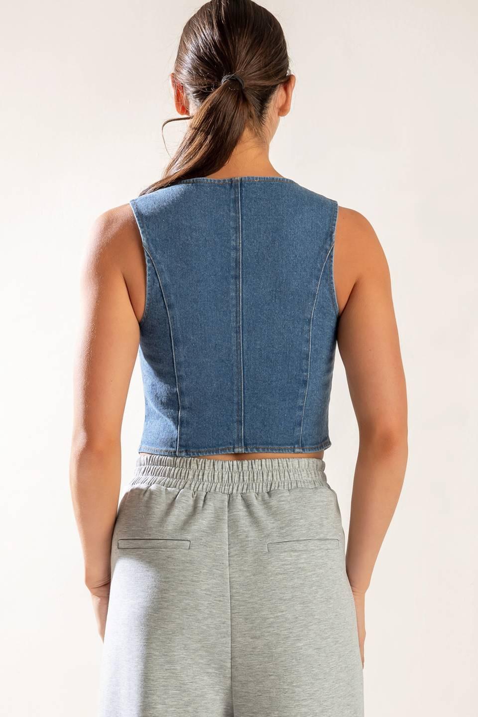ISLAND DAYDREAMS DENIM VEST.