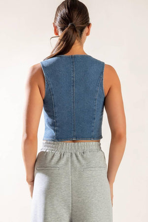ISLAND DAYDREAMS DENIM VEST.