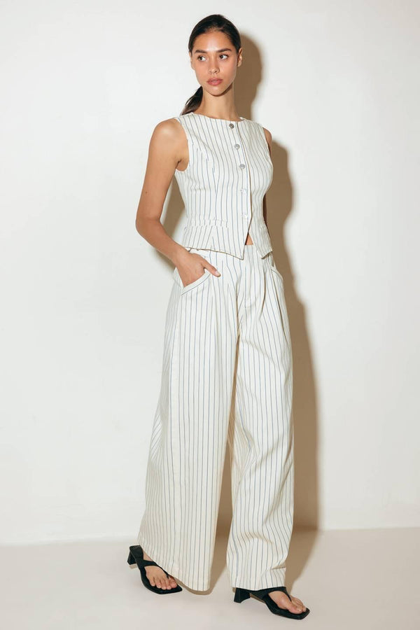 COFFEE RUN STRIPED WOVEN VEST.