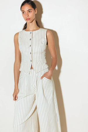 COFFEE RUN STRIPED WOVEN VEST.