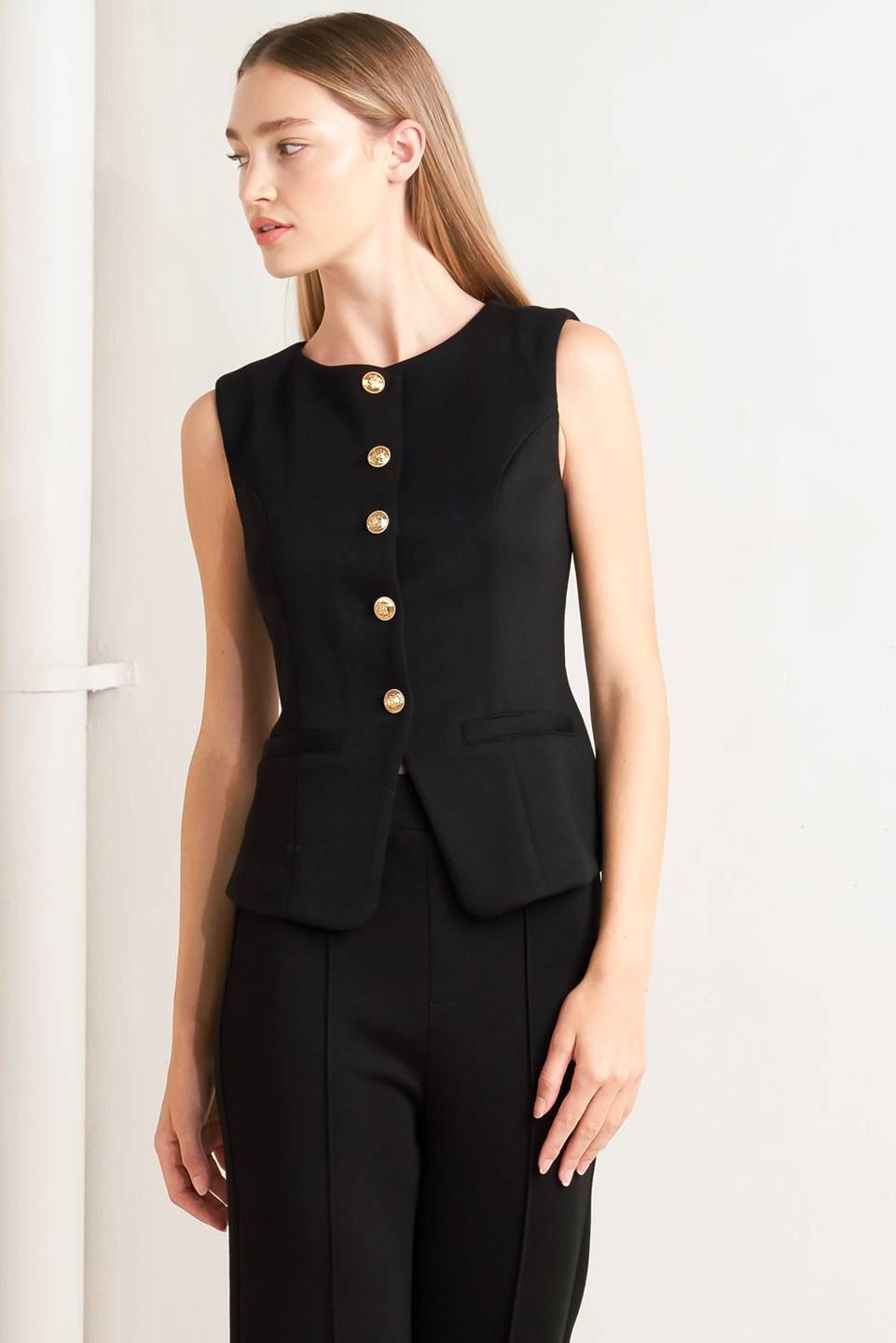 GLOSSY GLAM WOVEN VEST.