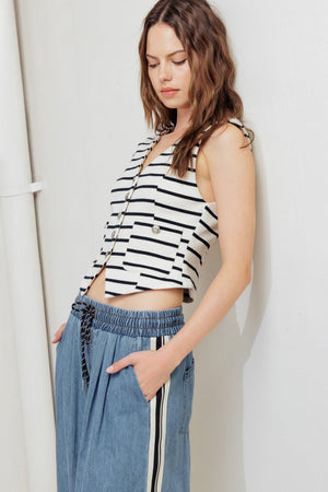 MARINE CHIC WOVEN VEST.