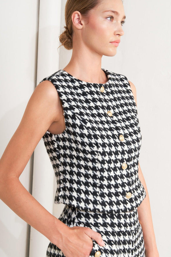 METRO ICON WOVEN HOUNDSTOOTH VEST.