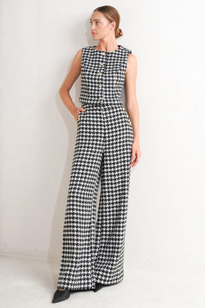METRO ICON WOVEN HOUNDSTOOTH VEST.