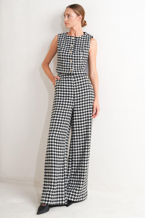 METRO ICON WOVEN HOUNDSTOOTH VEST.