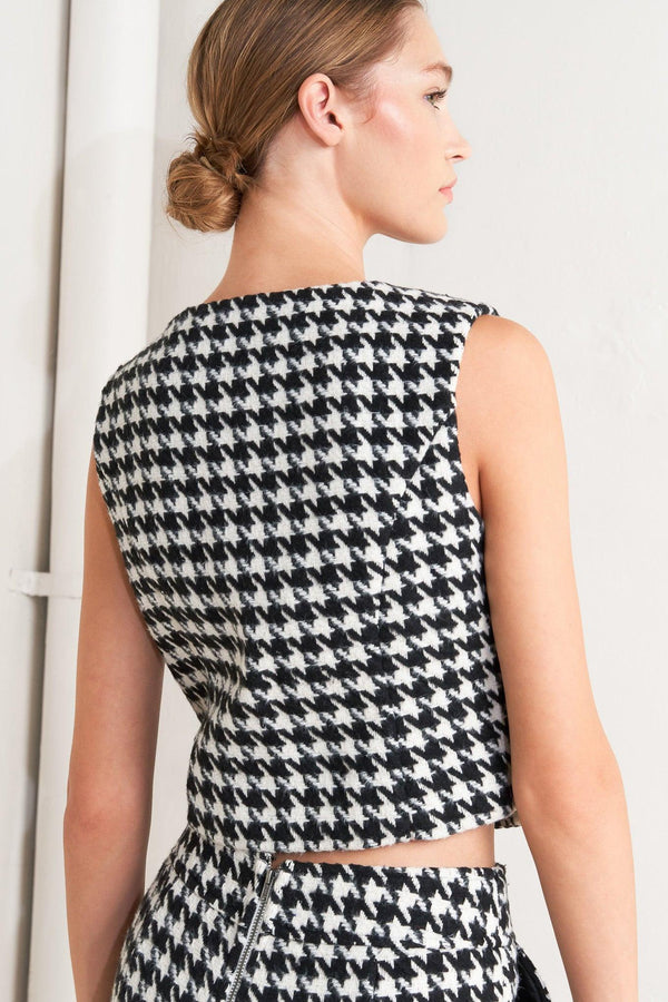 METRO ICON WOVEN HOUNDSTOOTH VEST.