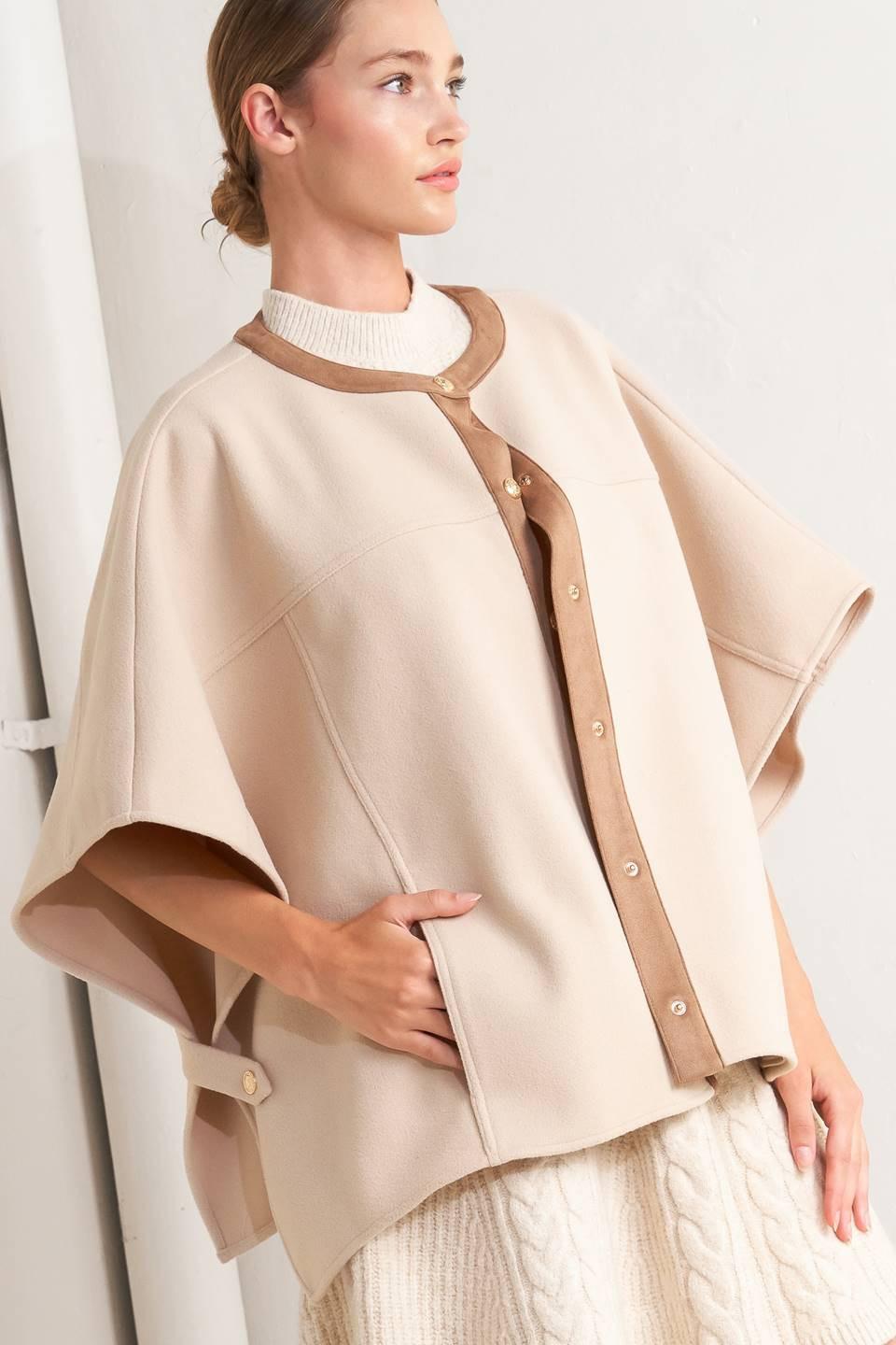 TIMELESS ELEGANCE WOVEN FELT CAPELET.