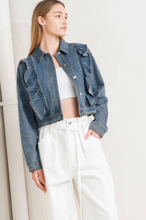 FRENCH FEMME DENIM CROP JACKET.