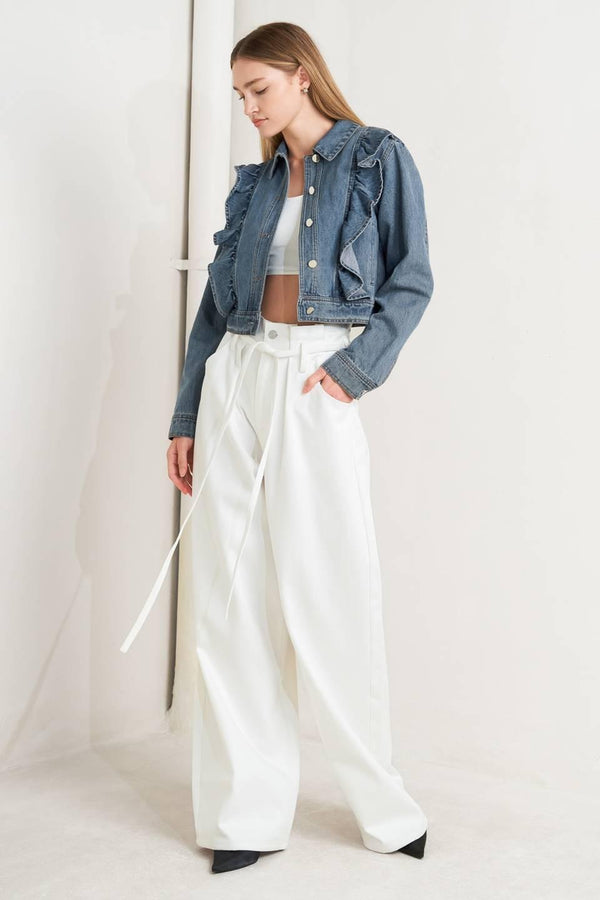 FRENCH FEMME DENIM CROP JACKET.