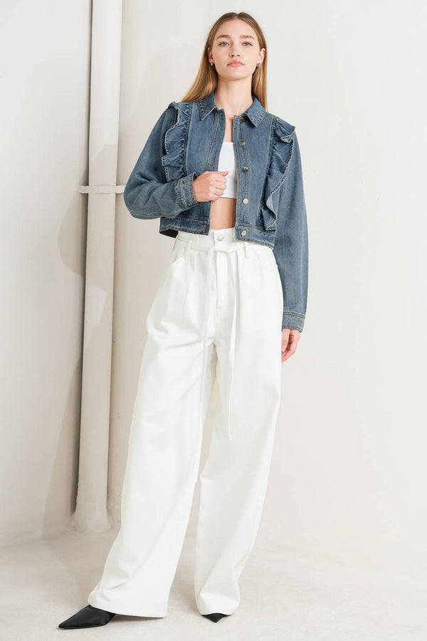 FRENCH FEMME DENIM CROP JACKET.