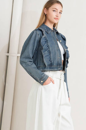 FRENCH FEMME DENIM CROP JACKET.