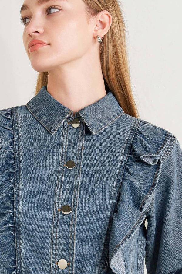 FRENCH FEMME DENIM CROP JACKET.