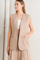 ELEGANT PLEAT WOVEN MIDI VEST.