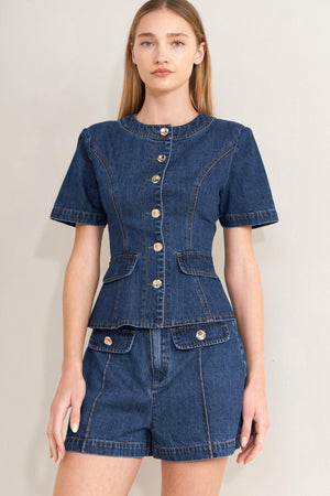 FOREVER STYLISH DENIM TOP.