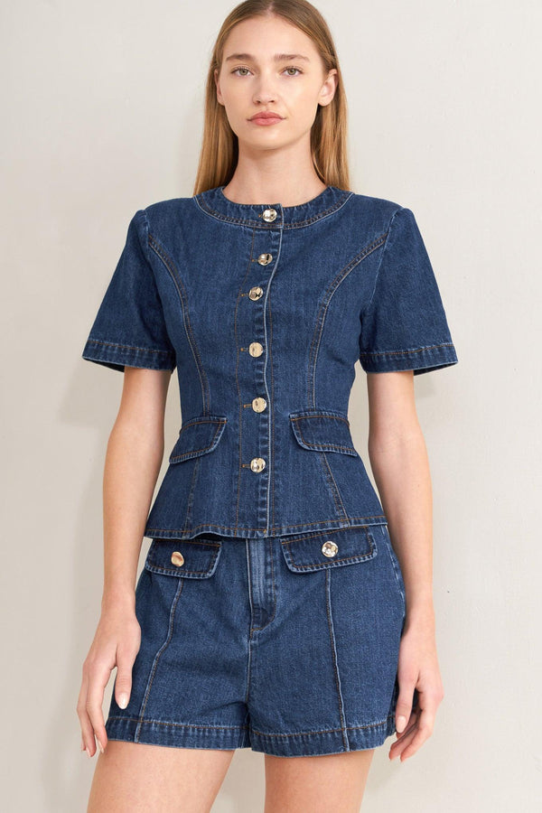 FOREVER STYLISH DENIM TOP.