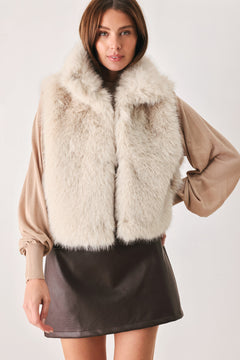 COCOA PLUSH CHOCOLATE BROWN FAUX FUR VEST