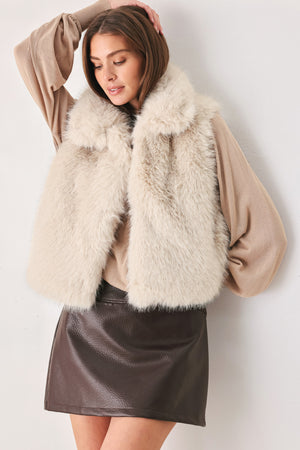 COCOA PLUSH CHOCOLATE BROWN FAUX FUR VEST