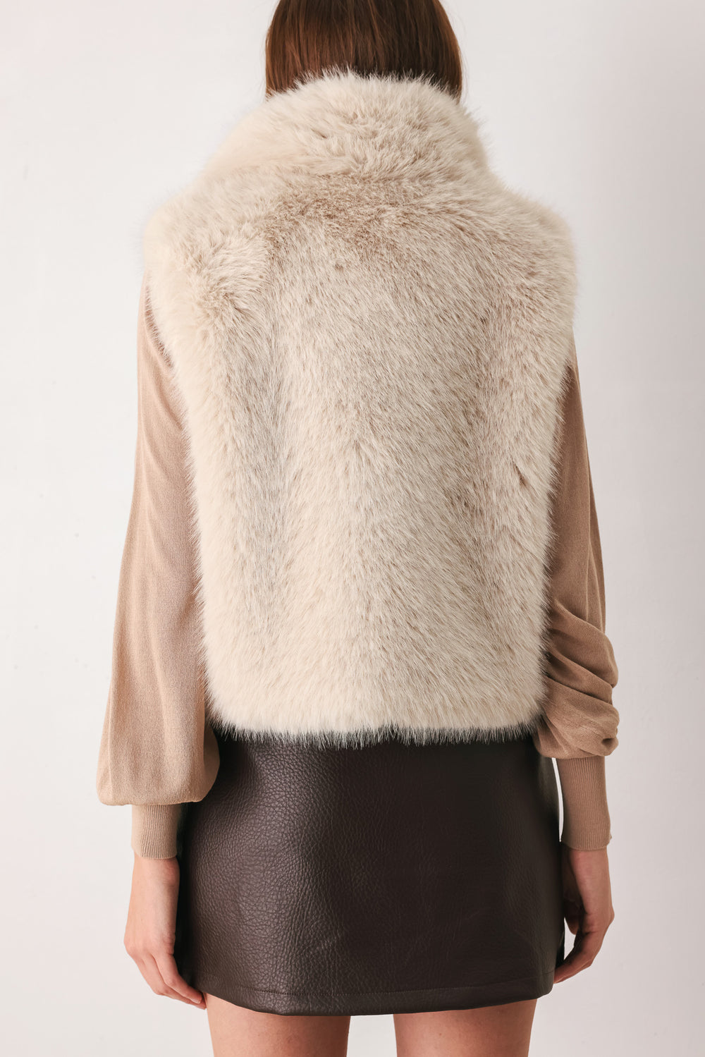 COCOA PLUSH CHOCOLATE BROWN FAUX FUR VEST
