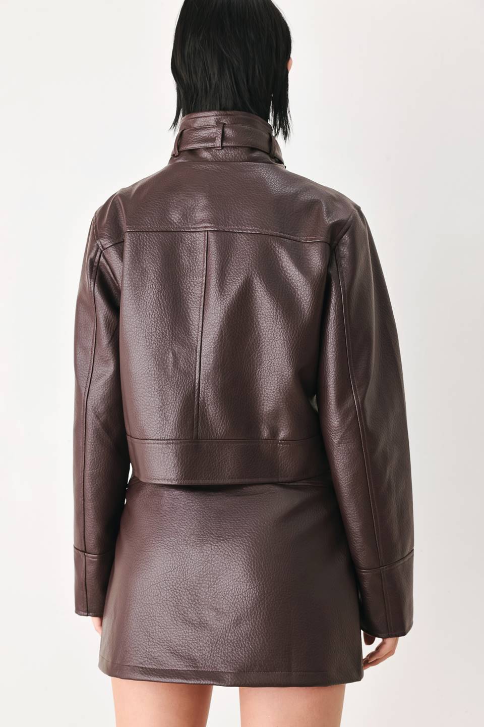 REBEL ROMANCE BUCKLED FAUX LEATHER CROPPED JACKET