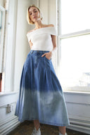 STATE OF MIND DENIM MIDI SKIRT.