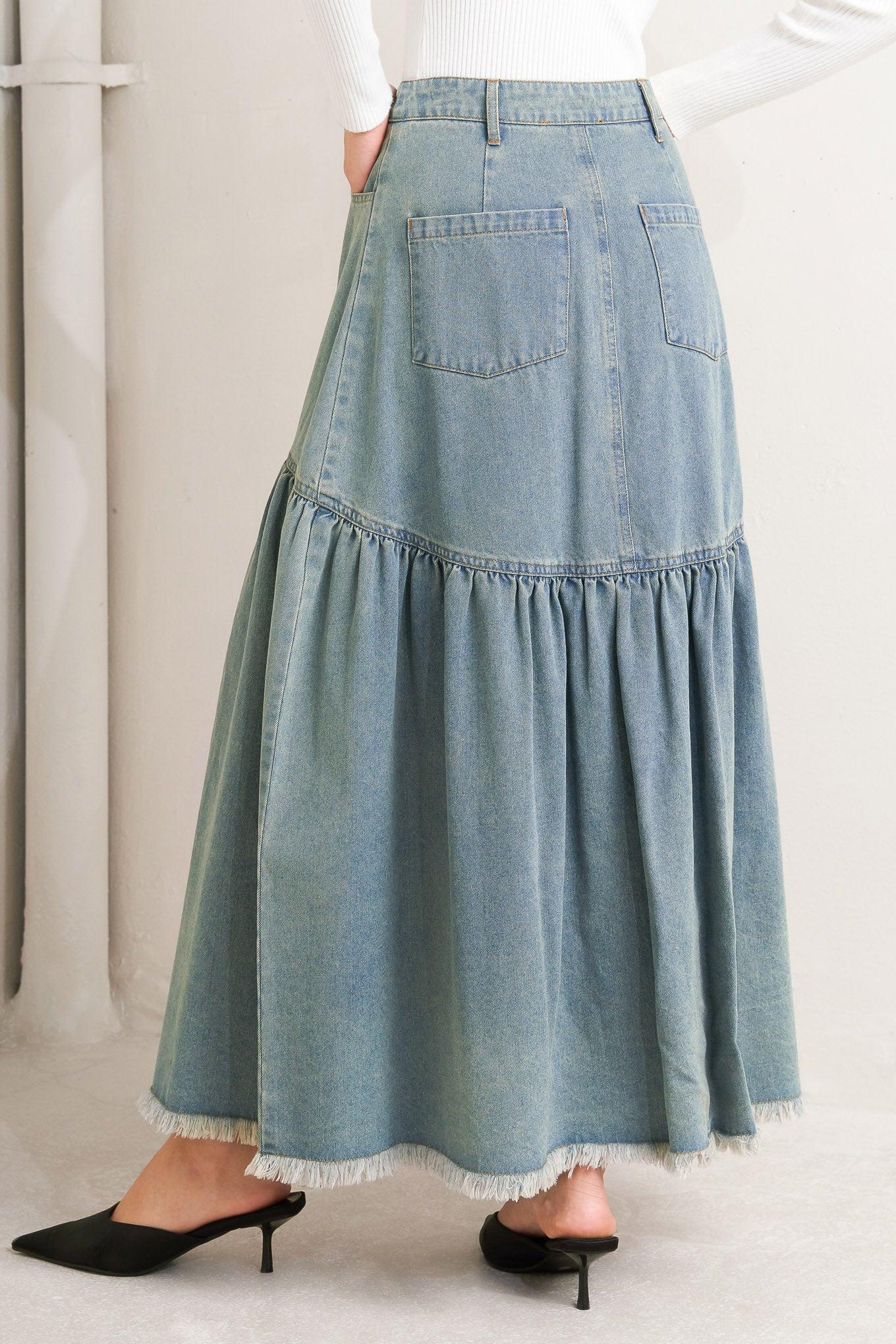 INTRICATE CHARM DENIM MIDI SKIRT l FREEMARKET – Flying Tomato