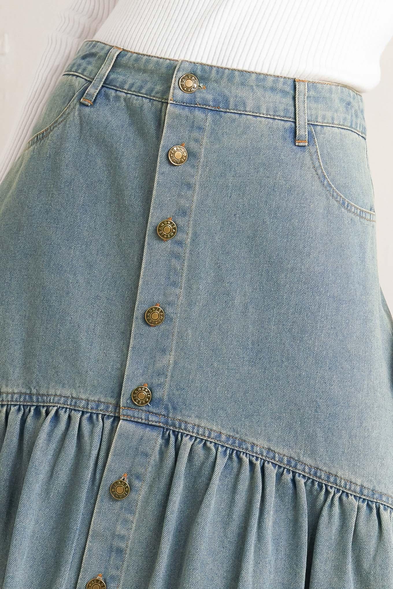 INTRICATE CHARM DENIM MIDI SKIRT l FREEMARKET – Flying Tomato