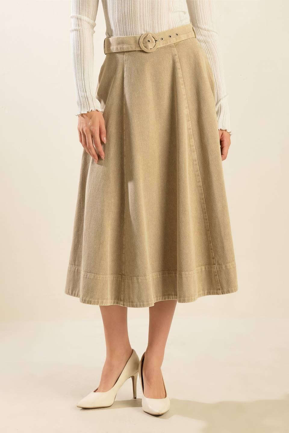 YOU KNOW IT TWILL MIDI SKIRT - Flying Tomato - SKIRTS - Freemarket