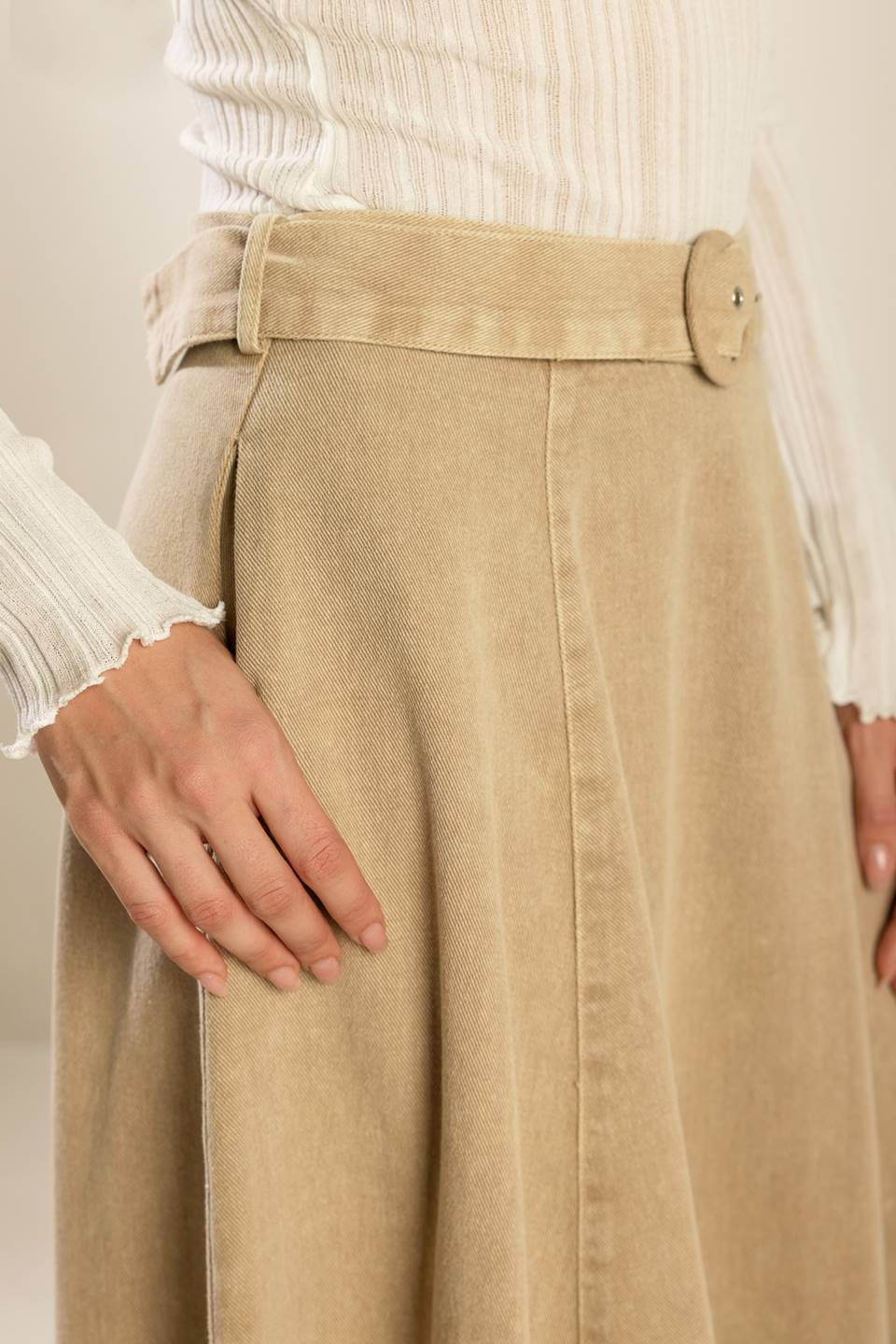 YOU KNOW IT TWILL MIDI SKIRT