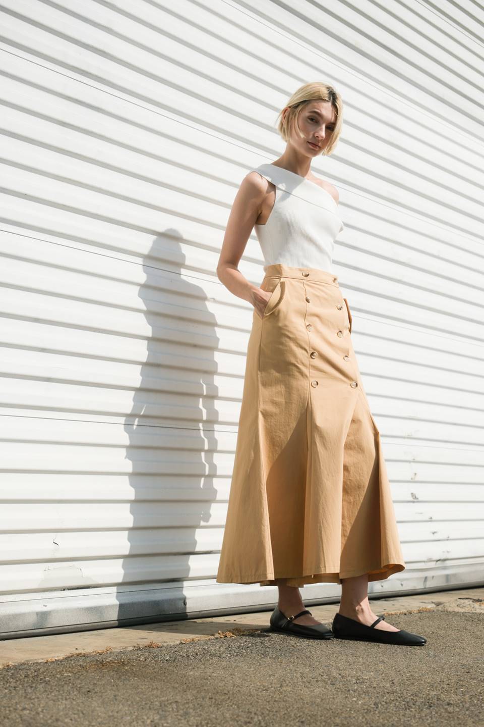 SPEAK NOW WOVEN MIDI SKIRT