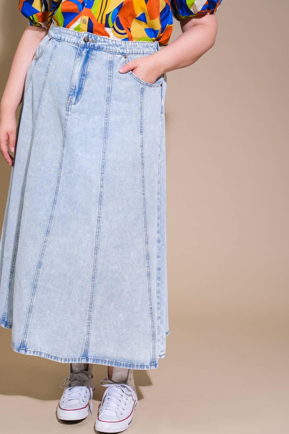 URBAN COWGIRL DENIM MIDI SKIRT