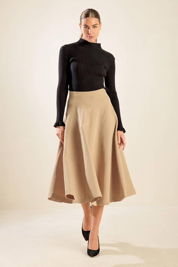 FALLING INTO BLISS WOVEN MIDI SKIRT.