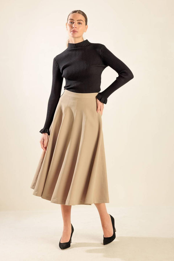 FALLING INTO BLISS WOVEN MIDI SKIRT.