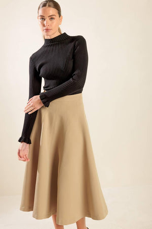 FALLING INTO BLISS WOVEN MIDI SKIRT.