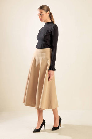 FALLING INTO BLISS WOVEN MIDI SKIRT.