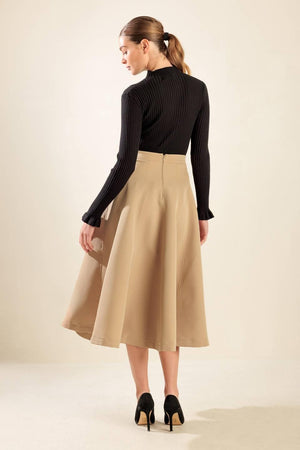 FALLING INTO BLISS WOVEN MIDI SKIRT.