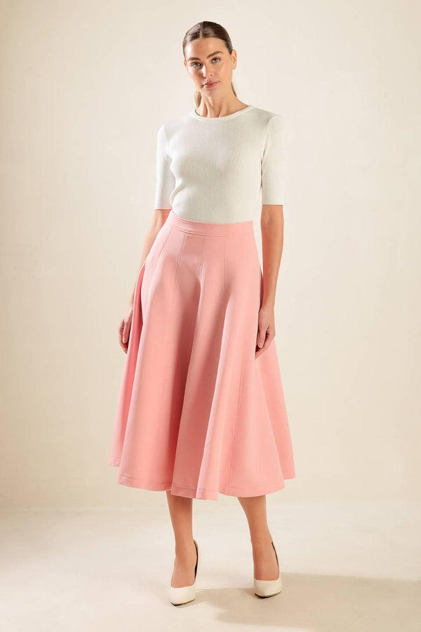 FALLING INTO BLISS WOVEN MIDI SKIRT.