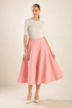 FALLING INTO BLISS WOVEN MIDI SKIRT.