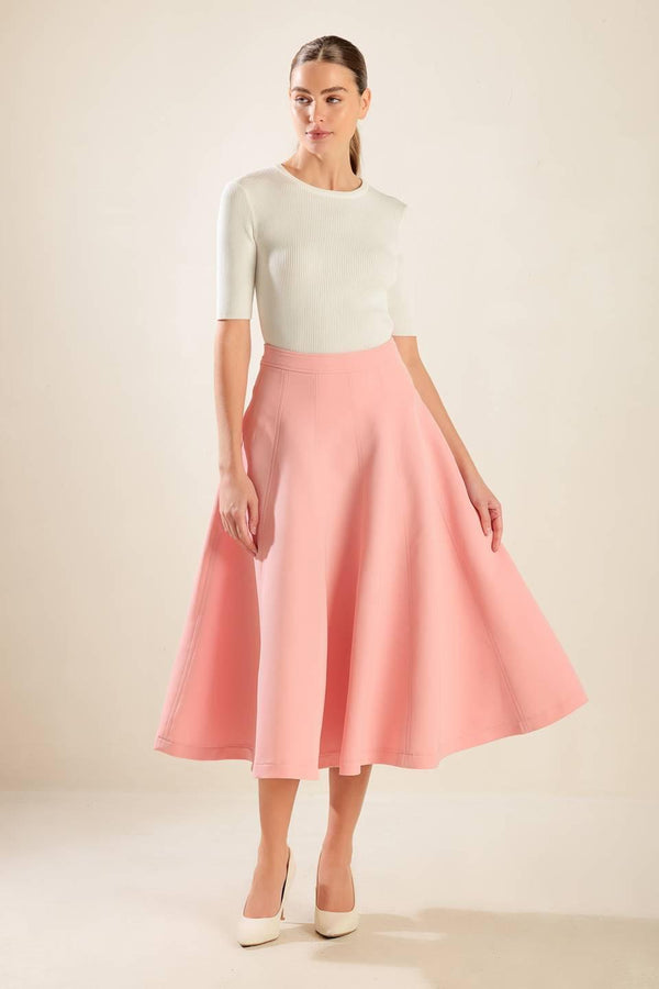 FALLING INTO BLISS WOVEN MIDI SKIRT.