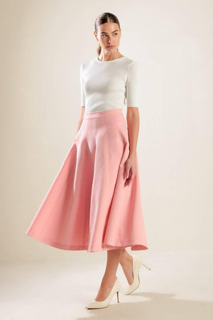 FALLING INTO BLISS WOVEN MIDI SKIRT.
