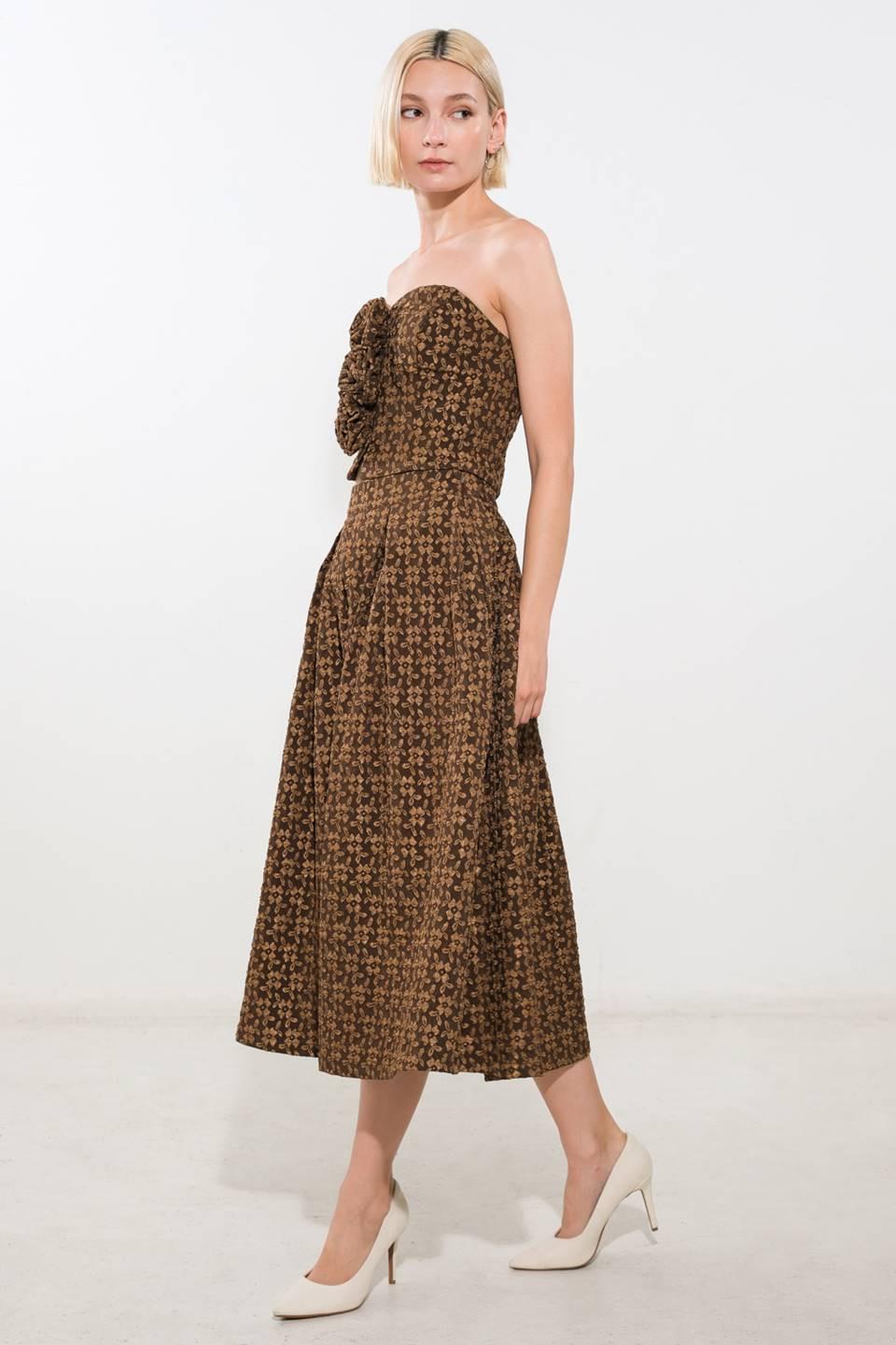UPGRADED EVENT WOVEN MIDI SKIRT.